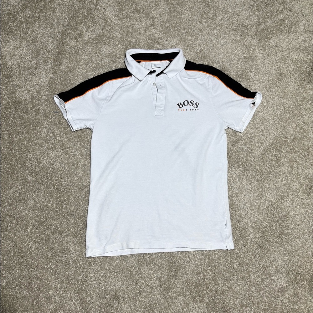 Boss White and Black Polo Shirt